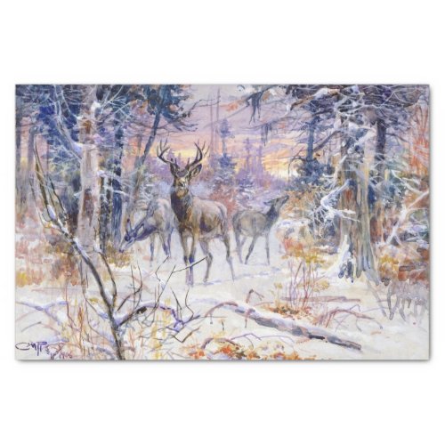 Deer in a Snowy Forest Winter Season Tissue Paper