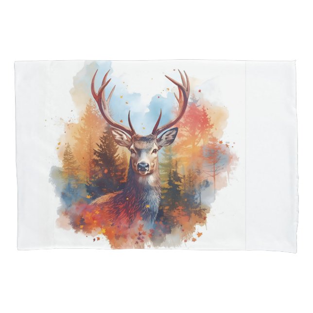 Deer in an Autumn Forest Pillow Case (Front)