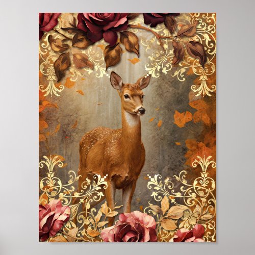 Deer in Autumn Poster