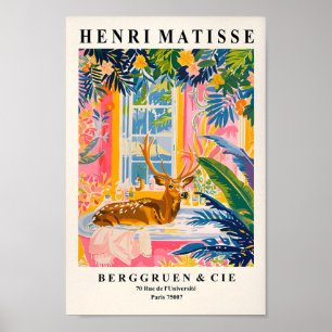 Deer In Bathtub Funny Poster, Matisse Print, Maxim Poster