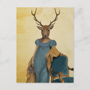 Deer In Blue Dress 2 Postcard