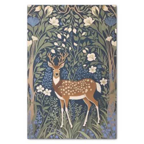 Deer In Bluebell Forest William Morris Inspired Tissue Paper