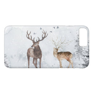 Deer in Christmas snowy winter woods iPhone 8 Plus/7 Plus Case