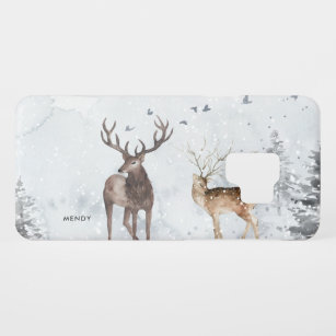 Deer in Christmas snowy winter woods Case-Mate Samsung Galaxy S9 Case
