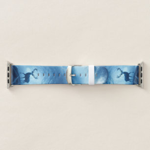 Deer in Dark Forest of Blue Haze Apple Watch Band