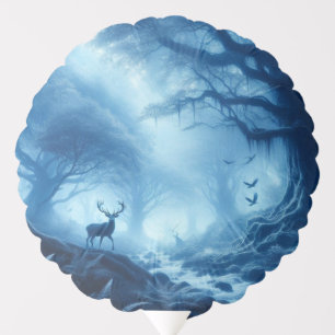 Deer in Dark Forest of Blue Haze Balloon