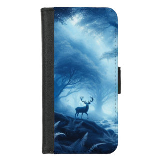 Deer in Dark Forest of Blue Haze iPhone 8/7 Wallet Case