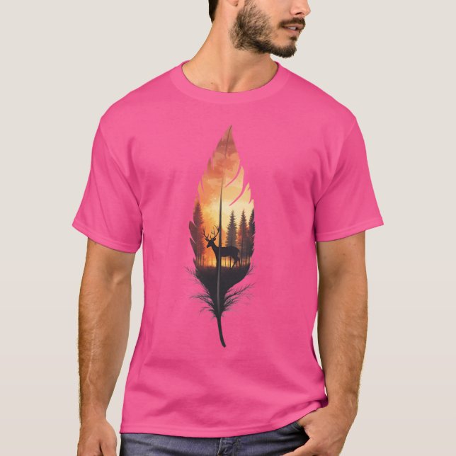 Deer In Feather Active T-Shirt (Front)