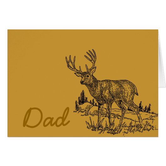 Deer in Field Dad Greeting Card (Front Horizontal)