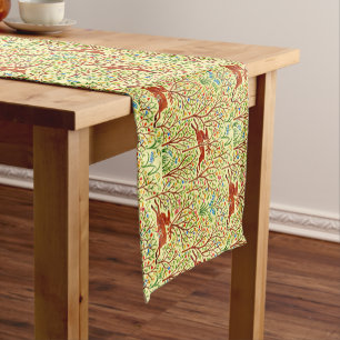 Deer In Forest Retro Art Nouveau Pattern by Voysey Short Table Runner