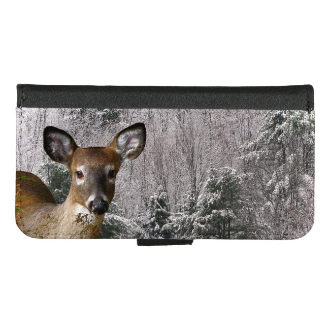 Deer in Frosty Winter Hills iPhone 8/7 Wallet Case