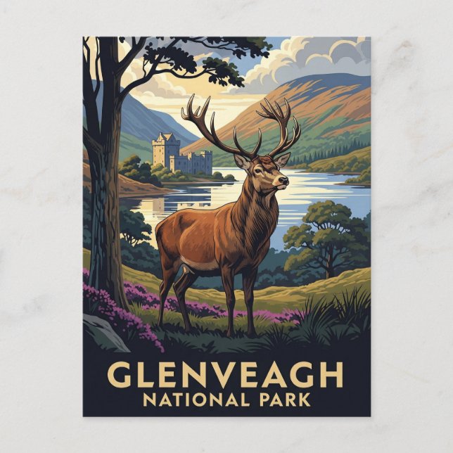 Deer in Glenveagh National Park Ireland Travel Postcard (Front)