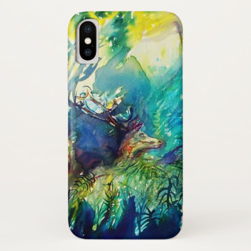 DEER IN GREEN WOODLAND iPhone X CASE