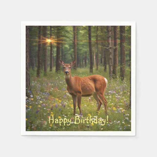 Deer in Magical Forest Napkins (Front)