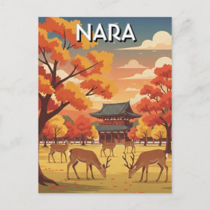 Deer in Nara Park Japan Travel Postcard