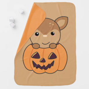 Deer In Pumpkin Sweet Deer Happy Halloween Baby Bl Blanket