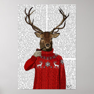 Deer in Ski Sweater Poster