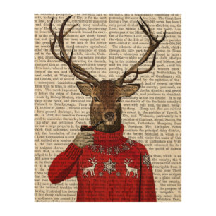 Deer in Ski Sweater Wood Wall Decor
