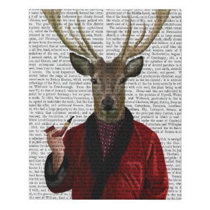 Deer in Smoking Jacket Faux Canvas Print