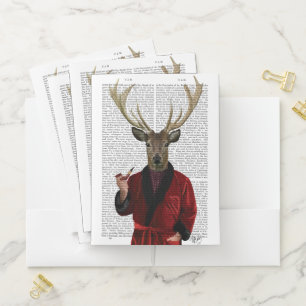 Deer in Smoking Jacket Pocket Folder