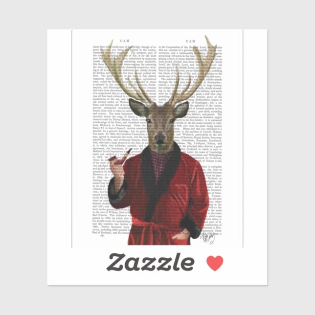 Deer in Smoking Jacket Sticker (Sheet)