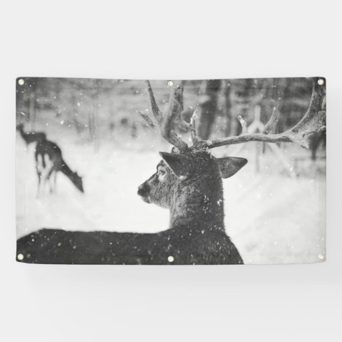 DEER IN SNOW Banner WITH GROMMETS