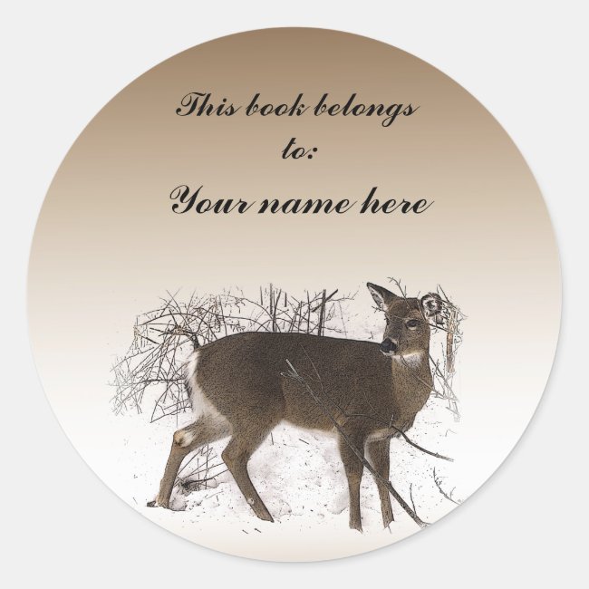 Deer in Snow Bookplate