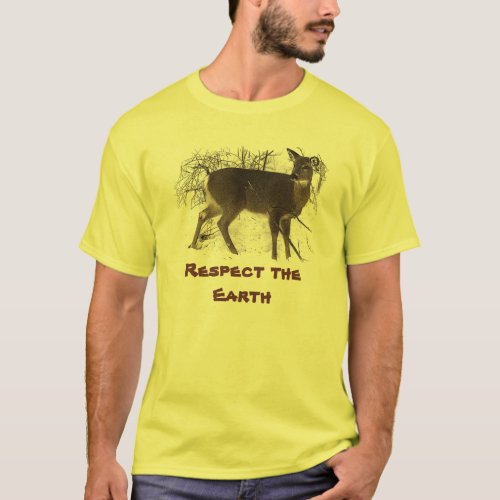 Deer in Snow _ Earth Day T_Shirt