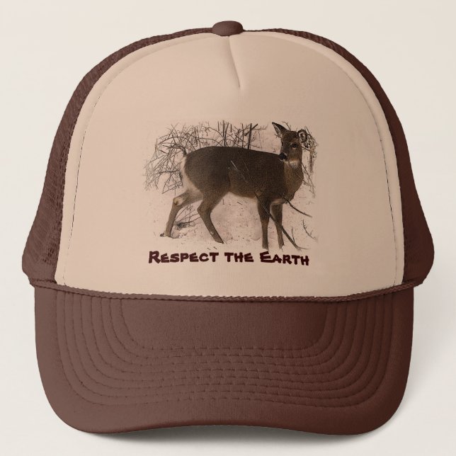 Deer in Snow - Earth Day Trucker Hat (Front)