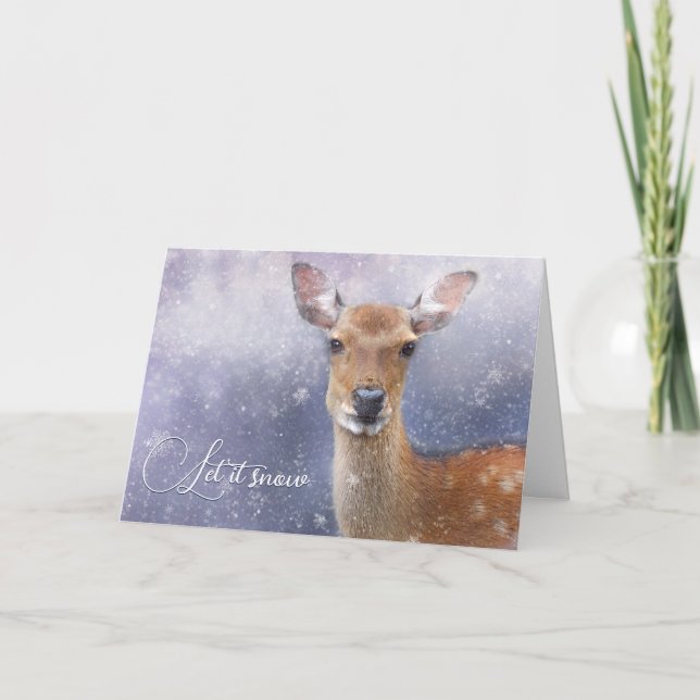 Deer in Snow Holiday Card (Front)