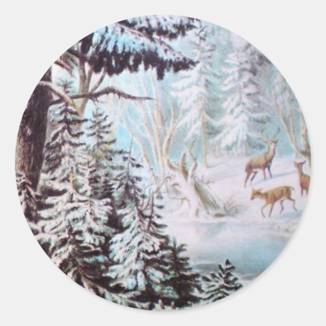 Deer in Snow Sticker (Front)