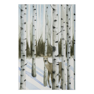Deer in Snowfall Faux Canvas Print