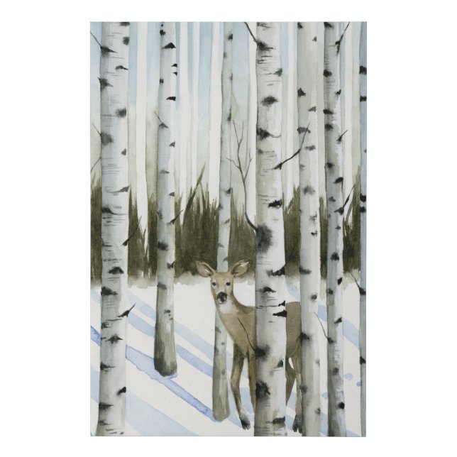 Deer in Snowfall Faux Canvas Print (Front)