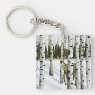Deer in Snowfall Keychain