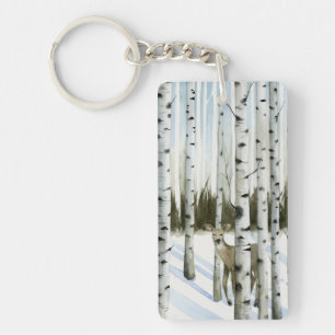Deer in Snowfall Keychain