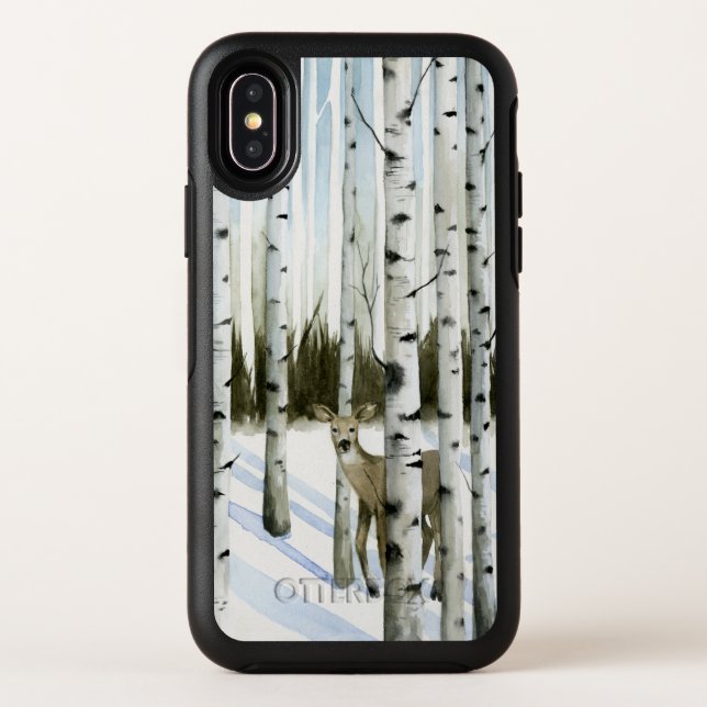Deer in Snowfall Otterbox iPhone Case (Back)