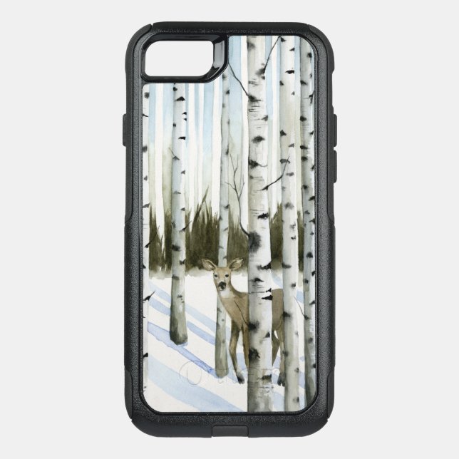 Deer in Snowfall Otterbox iPhone Case (Back)