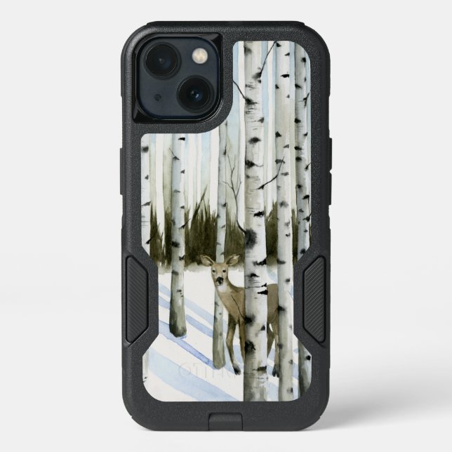 Deer in Snowfall Otterbox iPhone Case (Back)
