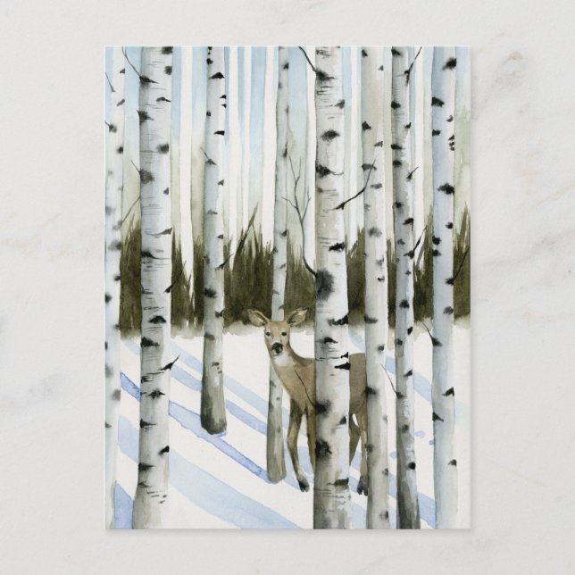Deer in Snowfall Postcard (Front)