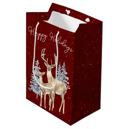 Deer in Snowflakes   Medium Gift Bag