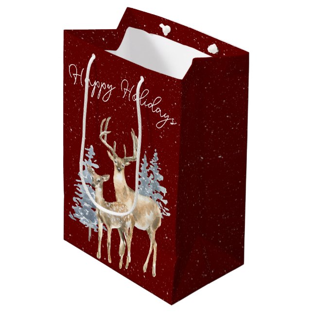 Deer in Snowflakes   Medium Gift Bag (Front Angled)