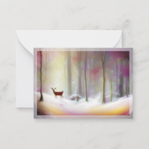Deer in snowy woods budget mini Christmas Note Card