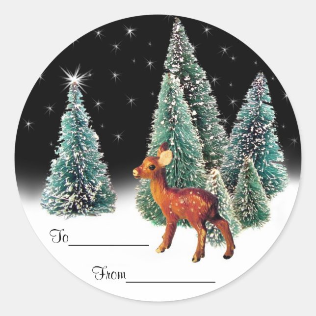 Deer in Starry Woods Gift Tags (Front)