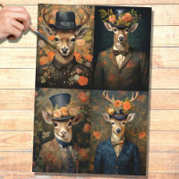Deer in Suit Collage 1 Decoupage Paper