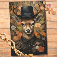 Deer in Suit, Hat with Flowers 1 Decoupage Paper