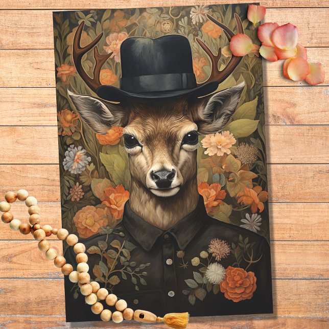 Deer in Suit, Hat with Flowers 1 Decoupage Paper (Creator Uploaded)