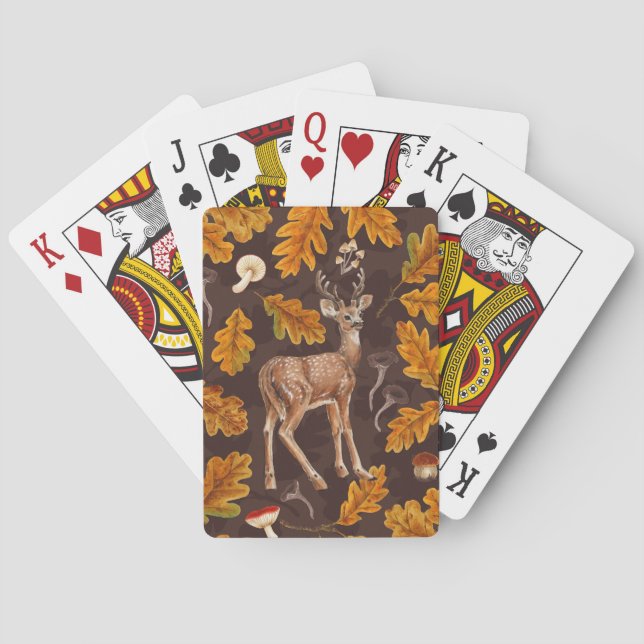 Deer in the autumnal forest 2 poker cards (Back)