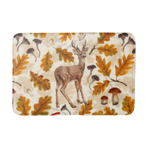 Deer in the autumnal forest bath mat