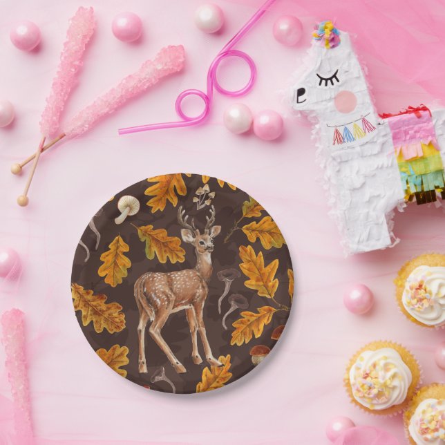 Deer in the autumnal forest paper plates (Party)