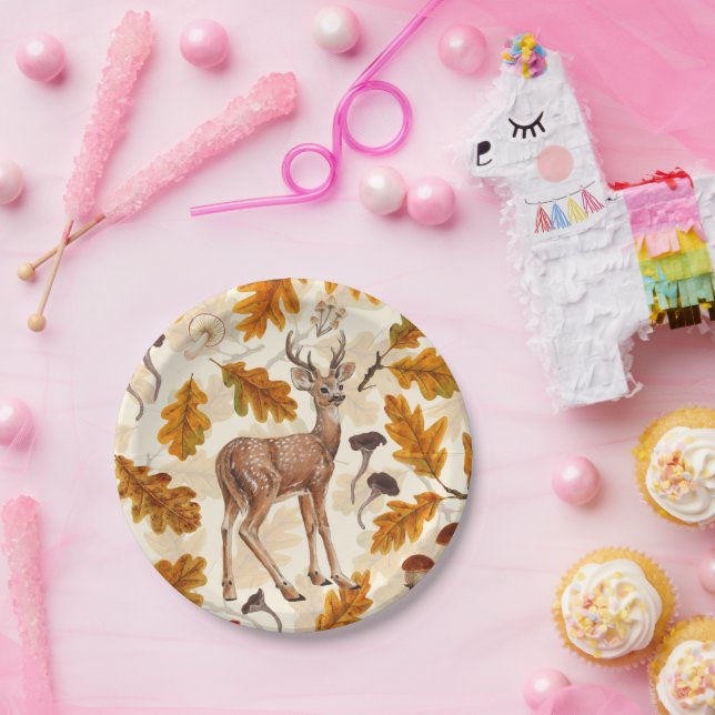 Deer in the autumnal forest paper plates (Party)